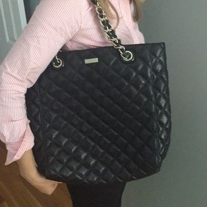 Black Kate Spade Quilted bag with Gold Chain Strap